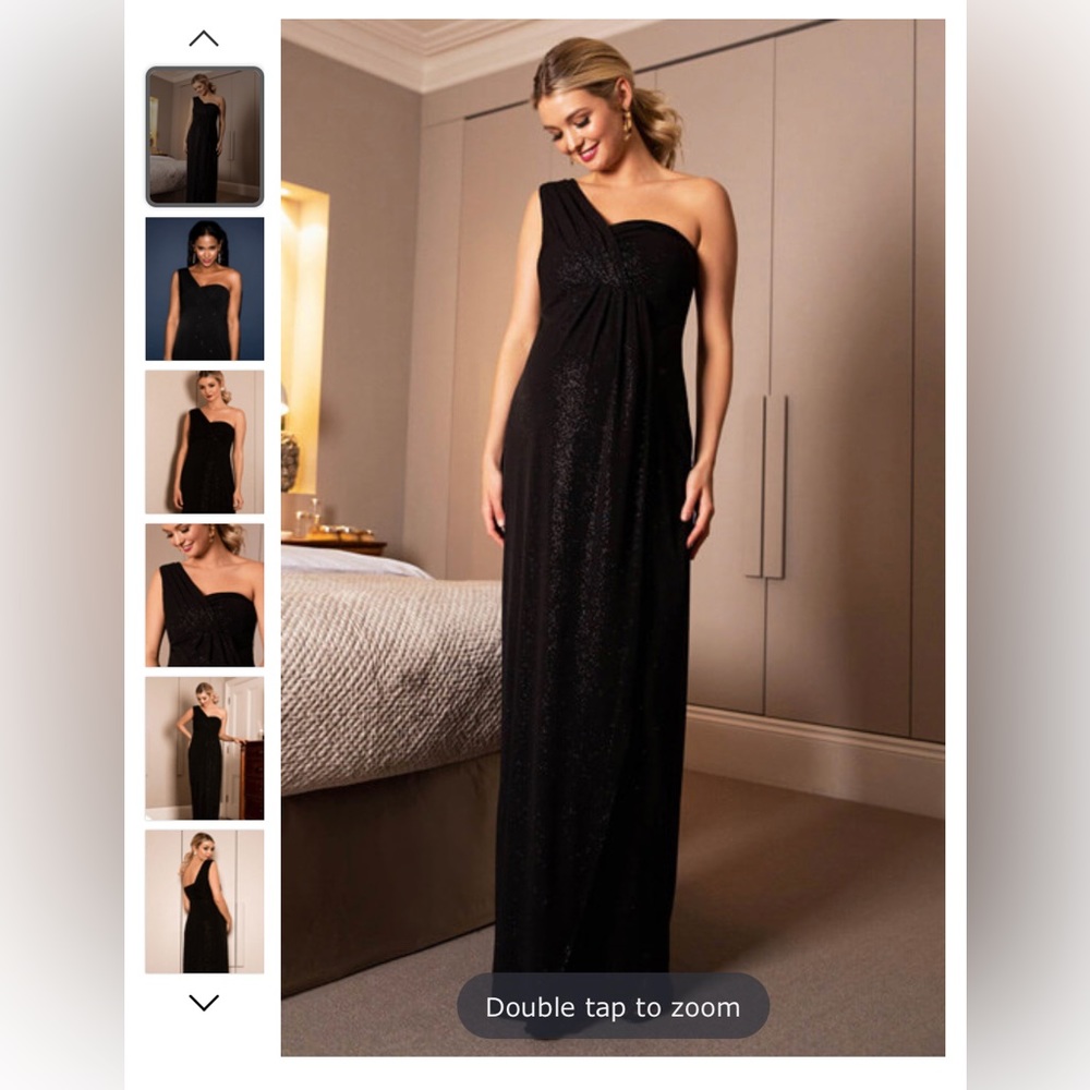 Tiffany Rose Galaxy One-Shoulder Maternity Gown, Night Sky color, Floor length.